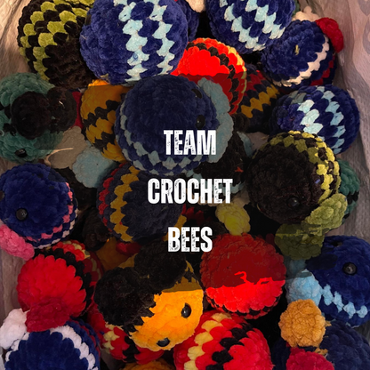 Team Crochet Bees approx 6cm x 7cm