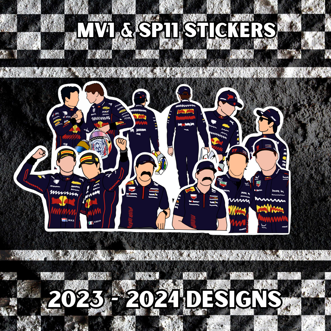 Redbull MV1 & SP11 Stickers 2023 - 2024 Designs