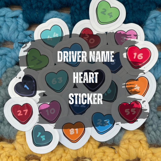 Hearts - Driver Name Sticker - approx 2.5cm x 2.5cm