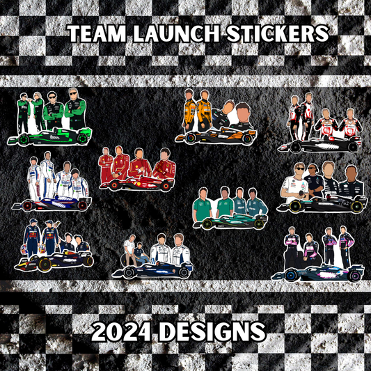 2024 Team Launch Sticker Pack (3 Stickers) Car approx 9cm long - Drivers approx 6cm