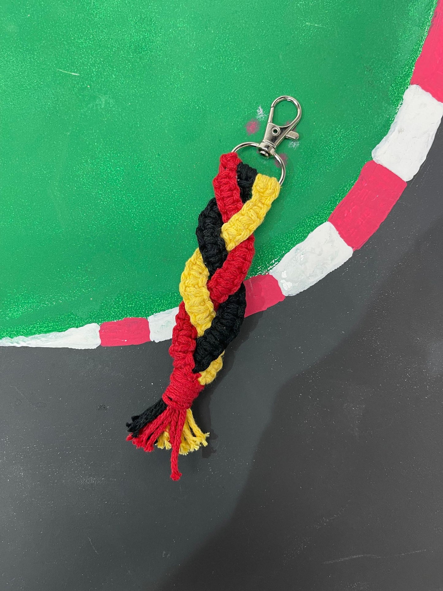 Square Knot Plaited Team Keychain - approx. 15cm x 3 cm