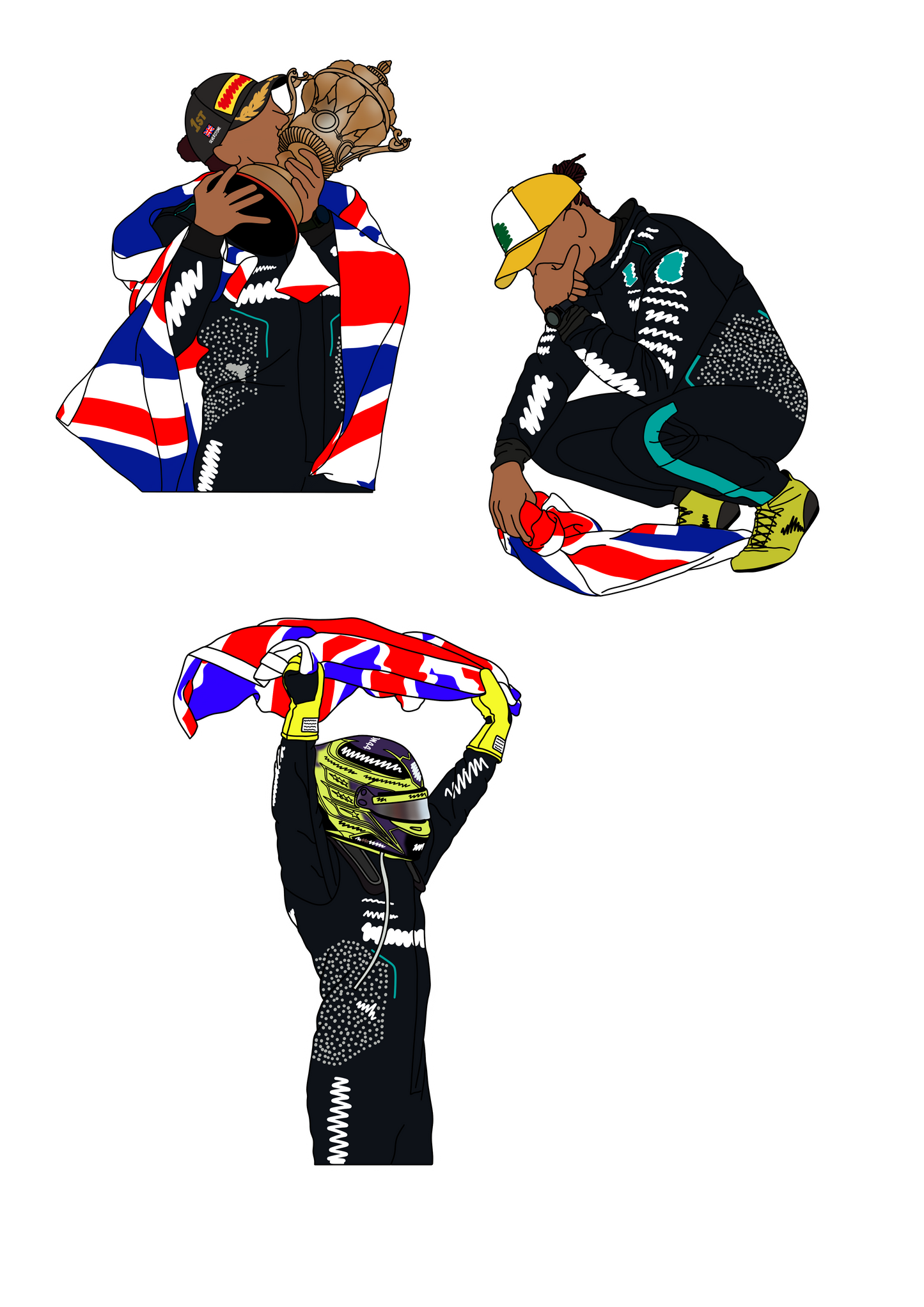 Lewis Hamilton Silverstone Win 2024 - Pack of 3 stickers approx 5cm each