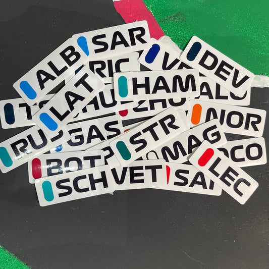 Driver Name Sticker - Small - 5cm x 2cm